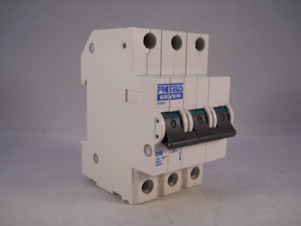 Proteus MCB 40 Amp Triple Pole 3 Phase Breaker Type C 40A Geyer 31040/3