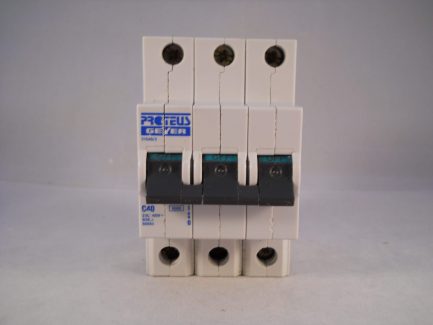 Proteus MCB 40 Amp Triple Pole 3 Phase Breaker Type C 40A Geyer 31040/3 - Image 2