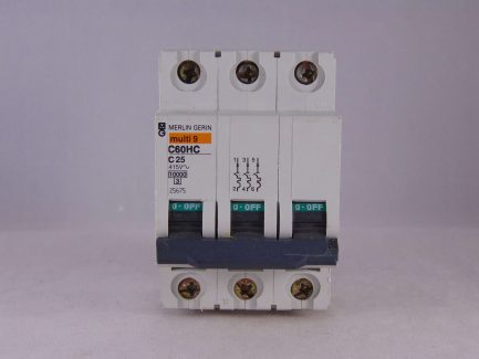 Merlin Gerin MCB 25 Amp Triple Pole 3 Phase Breaker Type C 25A C60HC325 25675 - Image 2