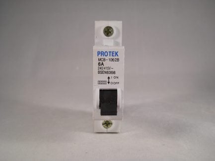 Protek MCB 6 Amp Type B 6A Single Pole Circuit Breaker MCB-106/2B - Image 2