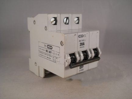 MEM MCB 20 Amp Type 3 M9 Triple Pole 3 Phase 20A Memshield 1 3T203 203MC 203MB3