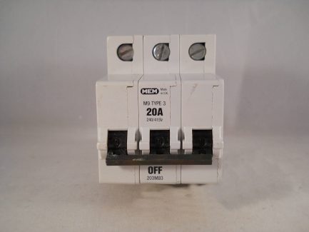 MEM MCB 20 Amp Type 3 M9 Triple Pole 3 Phase 20A Memshield 1 3T203 203MC 203MB3 - Image 2