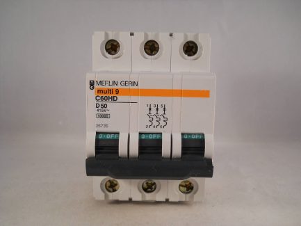 Merlin Gerin MCB 50 Amp Triple Pole 3 Phase Breaker Type D 50A C60HD350 25735 - Image 2