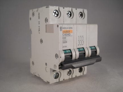 Merlin Gerin MCB 63 Amp Triple Pole 3 Phase Breaker Type D 63A C60HD363 25736