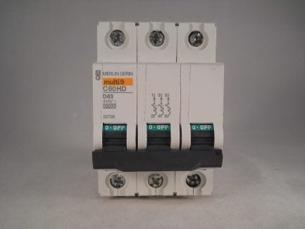 Merlin Gerin MCB 63 Amp Triple Pole 3 Phase Breaker Type D 63A C60HD363 25736 - Image 2