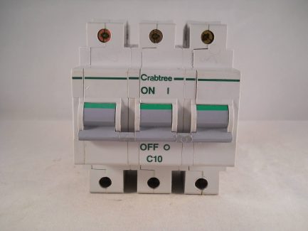 Crabtree Polestar MCB 10 Amp Type C 10A Triple Pole 3 Phase Breaker 63C/10 - Image 2