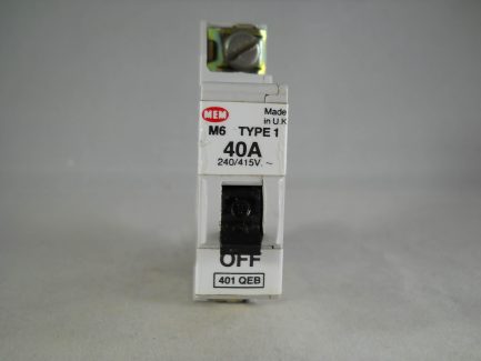 MEM MCB Type 1 40 Amp M6 Single Pole 40A Circuit Breaker Memera 21 401QB 401QEB - Image 2