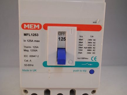 MEM MCCB 125 Amp Triple Pole 125A 3 Phase Bill TLF1253 Memshield 2 MFL1253 - Image 5
