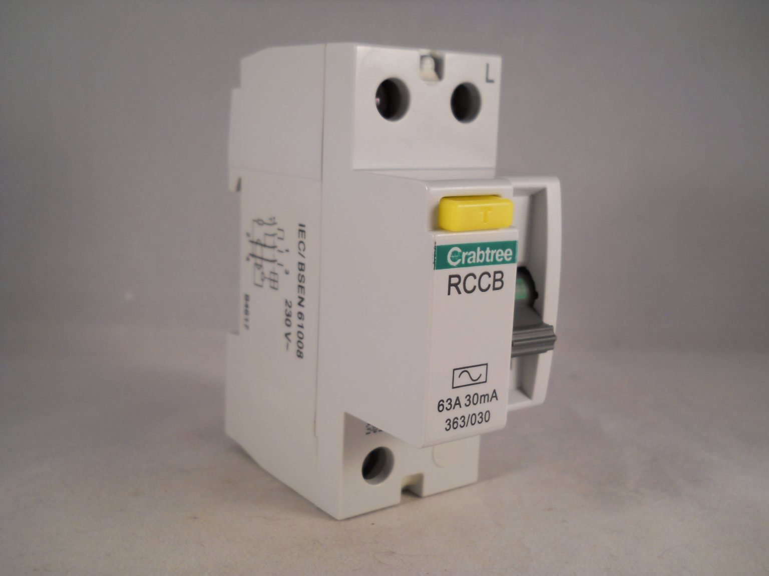 Split Load Rcd Crabtree Starbreaker RCCB 63 Amp 30mA 2 Pole Split-Load RCD 63A 363 ...