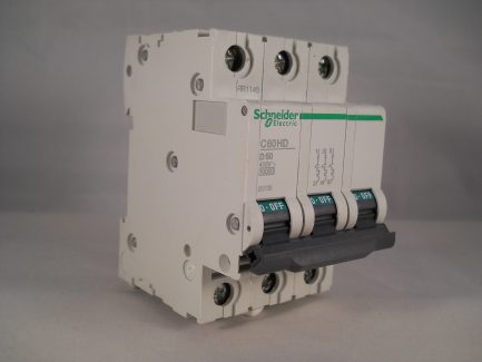 Schneider MCB 50 Amp Triple Pole 3 Phase Type D 50A C60HD350 Merlin Gerin 25735