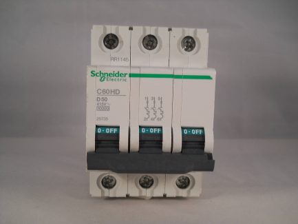 Schneider MCB 50 Amp Triple Pole 3 Phase Type D 50A C60HD350 Merlin Gerin 25735 - Image 3