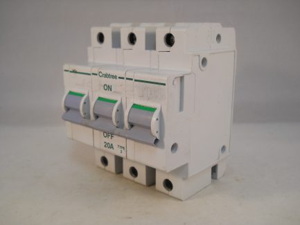 Crabtree Polestar MCB 20 Amp Type 2 20A Triple Pole 3 Phase Breaker 632/20 - Image 3