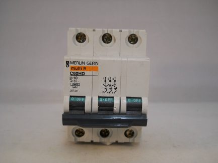 Merlin Gerin MCB 10 Amp Triple Pole 3 Phase Breaker Type D 10A C60HD310 25728 - Image 2