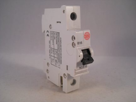 Wylex MCB 16 Amp Single Pole Breaker Type B 16A Black Dolly NSB16 Stotz