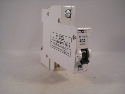 MEM MCB Type B 40 Amp M9 Single Pole 40A Memshield 1 T401B 2T401 401B 401MB