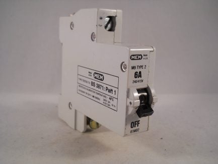 MEM MCB Type 2 6 Amp M9 Single Pole 6A Memshield Circuit Breaker 61MB2