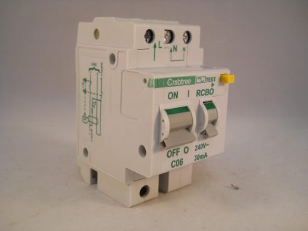 Crabtree Polestar RCBO 6 Amp 30mA Double Pole MCB/RCD Type C 6A 602C/063