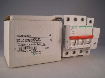 Schneider Main Switch 125 Amp Acti9 Isolator Triple Pole & N 125A SEA91253N NEW
