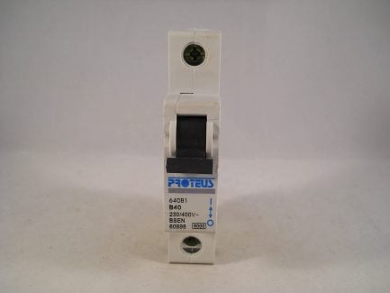 Proteus MCB 40 Amp Single Pole Circuit Breaker B40 Type B 40A 640B1 - Image 2