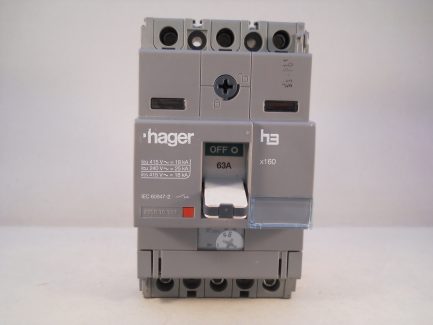 Hager MCCB 63 Amp Triple Pole 63A 3 Phase Breaker H3 X160 HDA063U - Image 2
