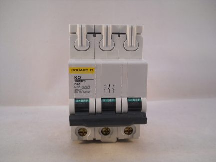 Square D MCB 20 Amp Triple Pole 3 Phase Breaker Type D 20A Loadcentre KQ10D320 - Image 2