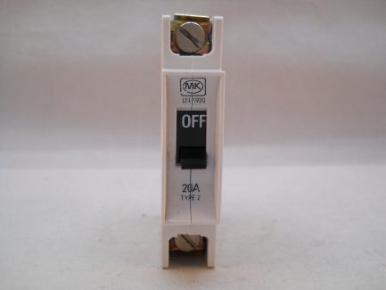 MK MCB 20 Amp Single Pole Circuit Breaker Type 2 20A Sentry LN5920 - Image 2