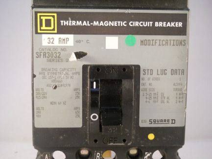 Square D MCCB 32 Amp Triple Pole 3 Phase 32A Series 2 i-Line Breaker SFA3032 - Image 5