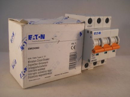 Eaton MCB 63 Amp Type C 63A Triple Pole 3 Phase C63 Memshield 3 EMCH363 NEW