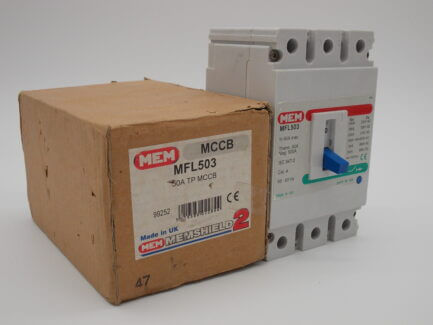 MEM MCCB 50 Amp Triple Pole 50A 3 Phase Breaker Bill TLF503 Memshield 2 MFL503 NEW