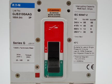 Eaton MCCB 100 Amp Triple Pole 100A 3 Phase Breaker Series G GJS3100AAG - Image 5