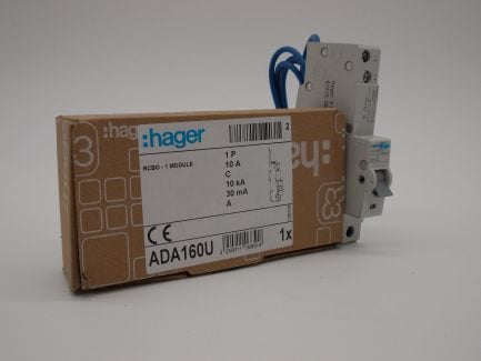 Hager RCBO 10 Amp 30mA Type C 10A 106851 C10 ADA Range ADA160U NEW