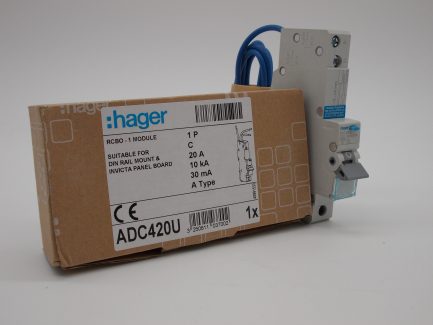 Hager RCBO 20 Amp 30mA Type C 20A 103700 C20 ADA Range ADC420U NEW