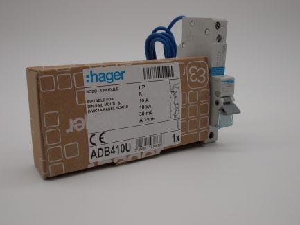 Hager RCBO 10 Amp 30mA Type B 10A 103683 B10 ADB Range ADB410U NEW