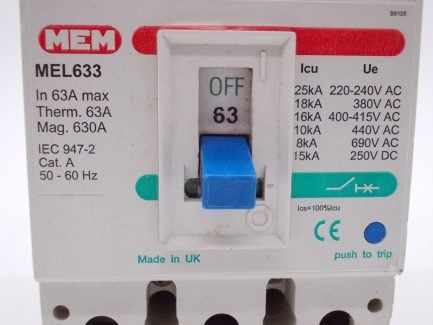 MEM MCCB 63 Amp Triple Pole 63A 3 Phase Bill TLE633 Memshield 2 MEL633 - Image 5